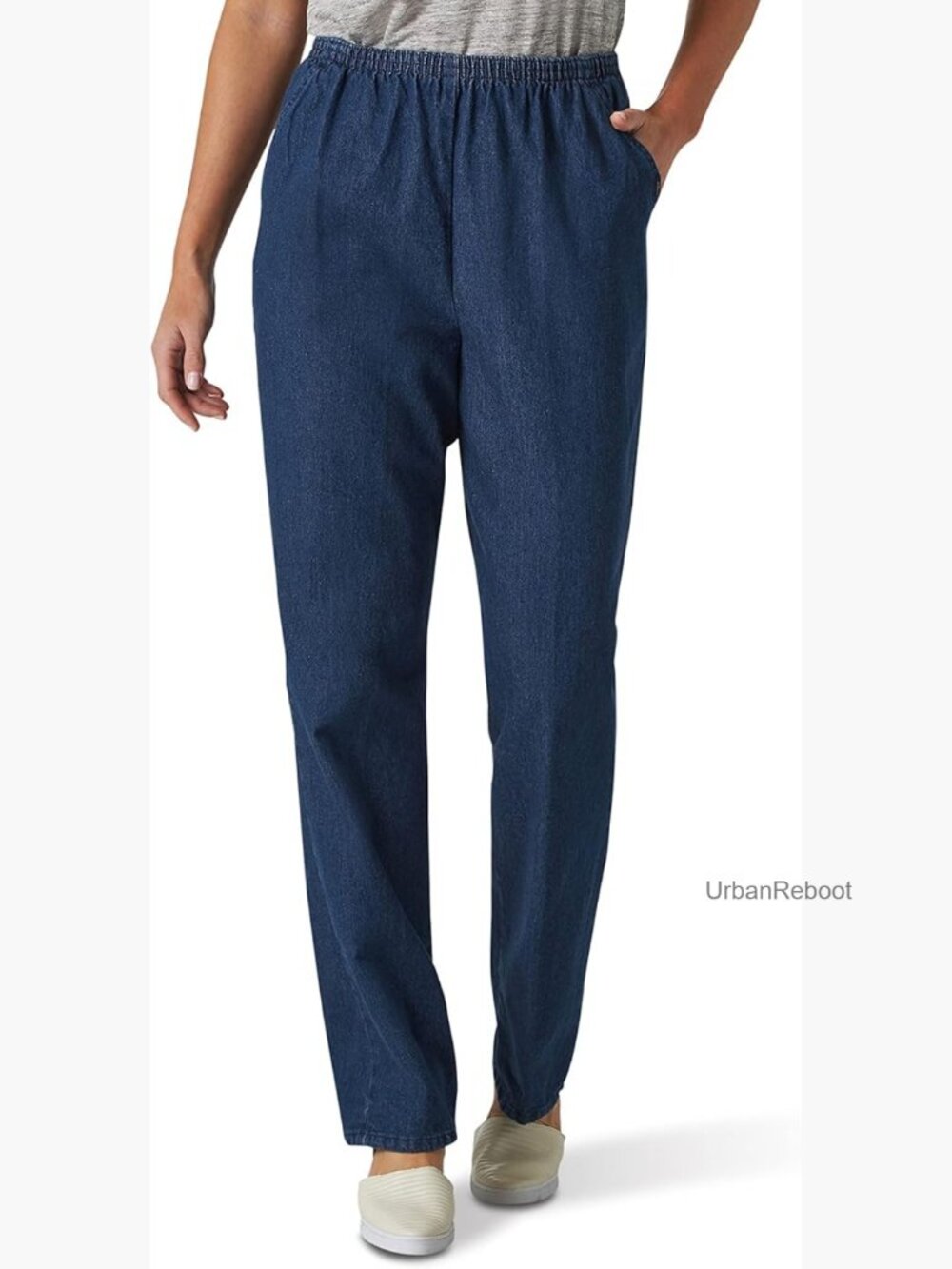 Cotton Pull-on Pant Elastic Waist High Rise Straight Leg Pleated Front Slant